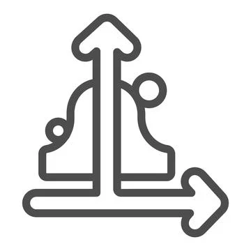 Graph with axis deflection and curve with circles line icon, diagram concept Stock Illustration
