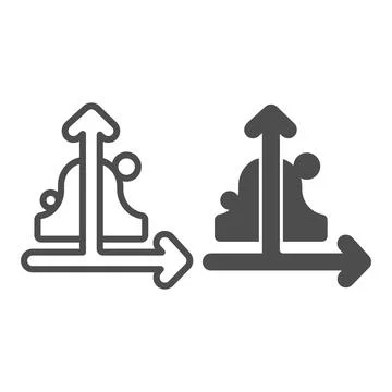 Graph with axis deflection and curve with circles line and solid icon, diagram Stock Illustration