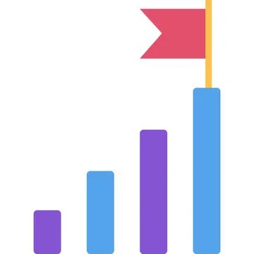 Graph bar with flag on top icon vector Stock Illustration