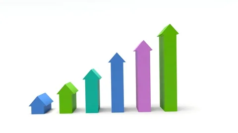 Graph Bars with arrows showing rise. Video stock 49089908