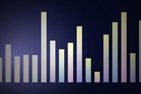 Graph bars showing data and statistics on dark background Stock Illustration