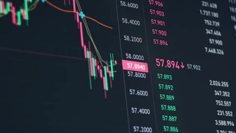 Graph of Bitcoin Trading on the Crypto Exchange with Price Evolution Stock Footage 256140183