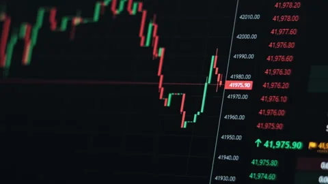 Graph of Bitcoin Trading on the Crypto Exchange with Price Evolution Stock Footage 259376629