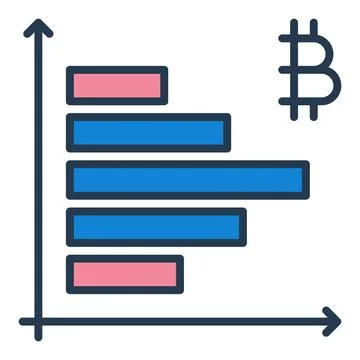 Graph with Bitcoin vector Crypto Trading colored icon or logo element Illustrazione stock