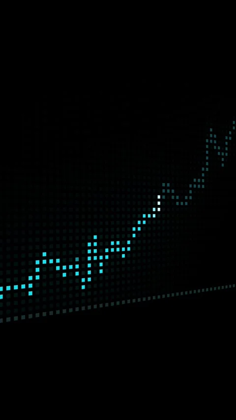 Graph of a blue line, with bright white top section, pixelated look Stock Footage 305597425