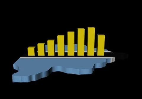Graph on botswana map flag illustration Stock Illustration