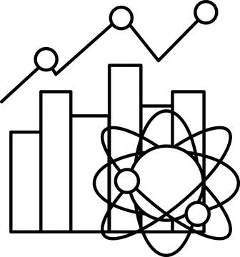A graph with a bunch of circles and lines is drawn on a black background Stock Illustration