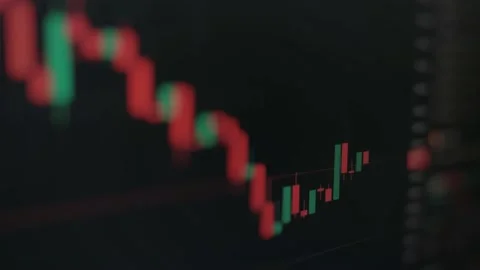 Graph candlestick of Crypto Bitcoin market live chart close up 4k Stock Footage 155895282