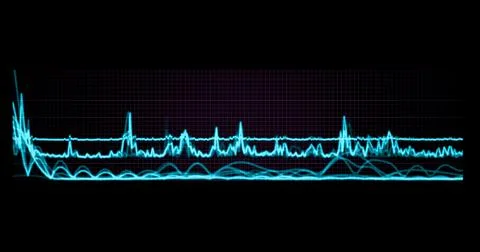 Graph, cardiogram, isolated on black background. diagnostics, research, scree Stock Illustration