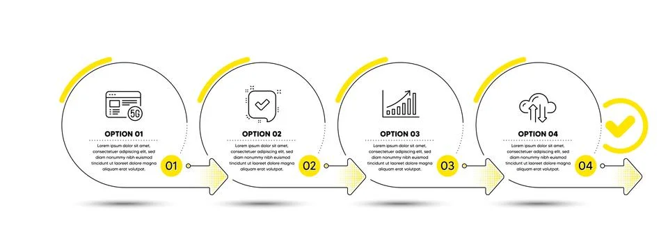 Graph chart, 5g internet and Confirmed icons set. Cloud sync sign. Vector Stock Illustration