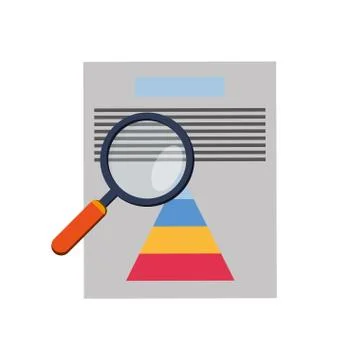 Graph chart and magnifying glass icon Stock Illustration