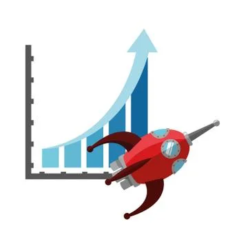 Graph chart and rocket icon Stock Illustration