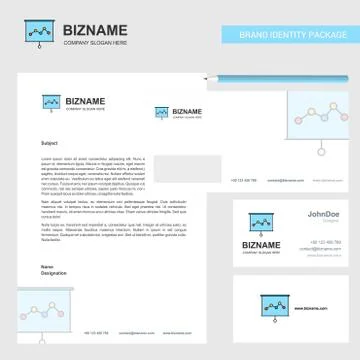 Graph chart  Business Letterhead, Envelope and visiting Card Design vector te Stock Illustration