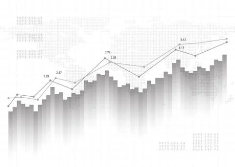 Graph chart data background. Finance concept, gray vector pattern. Stock market Stock Illustration