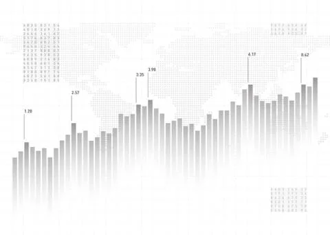 Graph chart data background. Finance concept, gray vector pattern. Stock market Stock Illustration