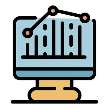 Graph chart design icon color outline vector Illustrazione stock