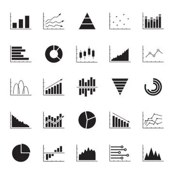 Graph, chart, diagram icon set. Business data design elements for web, report 스톡 일러스트