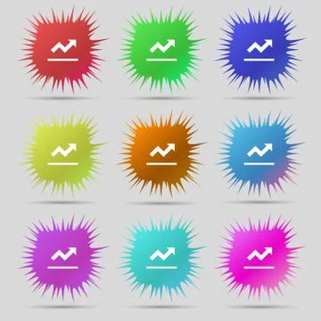Graph chart, Diagram icon sign. A set of nine original needle buttons. Vector Illustrazione stock