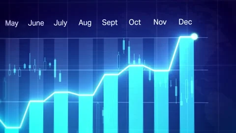 Graph chart financial loop on blue backg... | Stock Video | Pond5