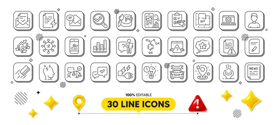 Graph chart, Floor plan and Phone search line icons pack. For web app. 3d design Stockillustratie