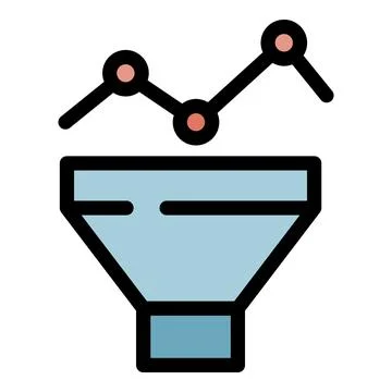 Graph chart funnel icon color outline vector Illustrazione stock