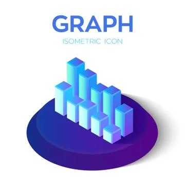 Graph Chart Icon. 3D Isometric Graph Chart sign. Created For Mobile, Web, Dec 스톡 일러스트