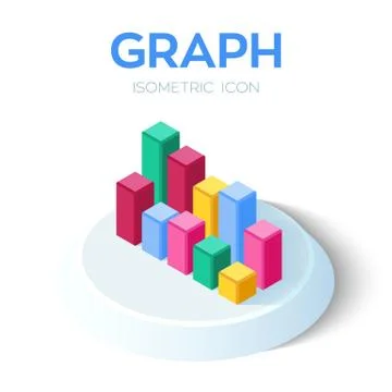 Graph Chart Icon. 3D Isometric Graph Chart sign. Created For Mobile, Web, Dec 스톡 일러스트