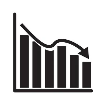 Graph chart icon on white background. flat style. declining graph icon for yo Stock Illustration