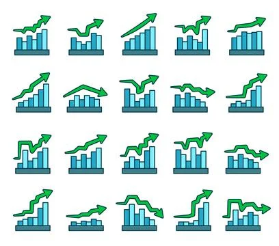 Graph chart infographic report set Stock Illustration