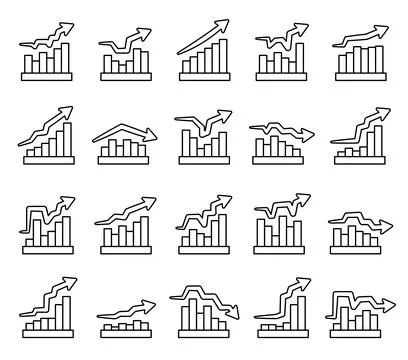 Graph chart infographic report set Stock Illustration