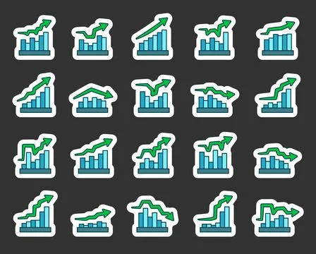 Graph chart infographic report set Stock Illustration
