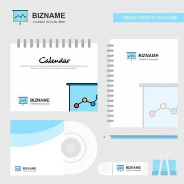 Graph chart  Logo, Calendar Template, CD Cover, Diary and USB Brand Stationar Illustrazione stock