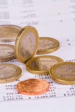 Graph Chart Management with Coins Stock Photos