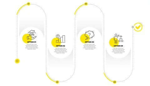 Graph chart, Question mark and Stay home icons set. Algorithm sign. Vector Stock Illustration