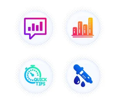 Graph chart, Quick tips and Analytical chat icons set. Chemistry pipette sign Illustrazione stock