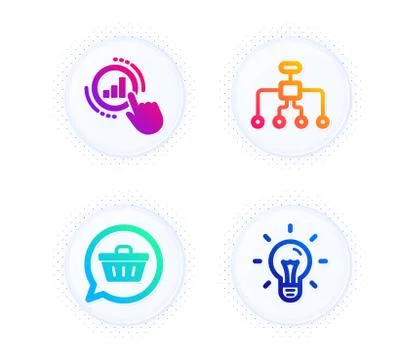 Graph chart, Shopping cart and Restructuring icons set. Idea sign. Get report Stock Illustration
