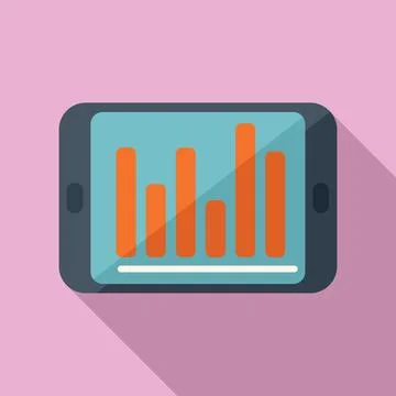 Graph chart tablet icon flat . Document report 스톡 일러스트