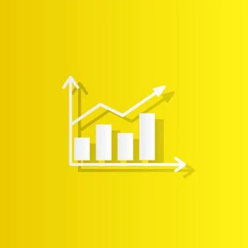 Graph, chart white icon with shadow Stock Illustration