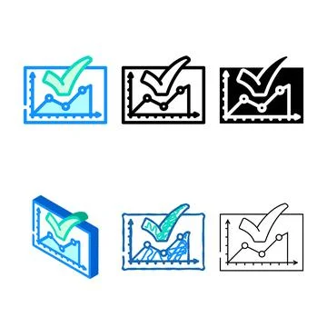 Graph check mark color icon vector simplified Stock Illustration
