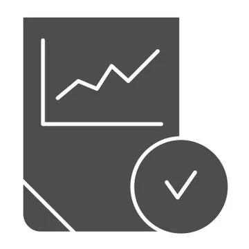 Graph with check solid icon. Chart with tick vector illustration isolated on Illustrazione stock
