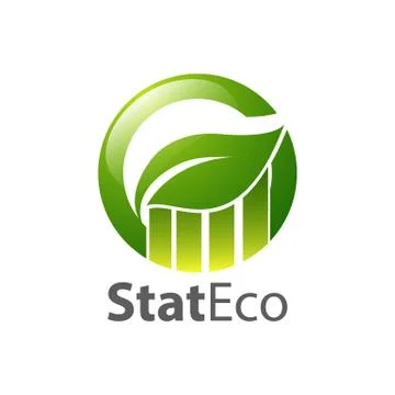 Graph circle green leaf logo concept design template Stock Illustration