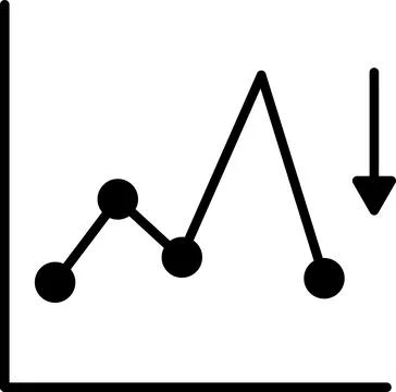 A graph with a circle in the middle and a downward trend Stock Illustration