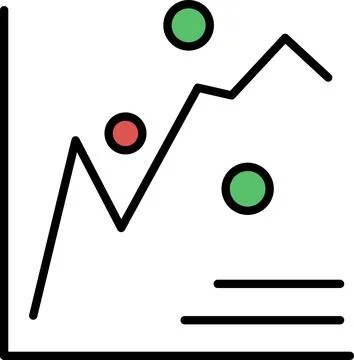 A graph with a circle in the middle and a mountain range in the background Stock Illustration