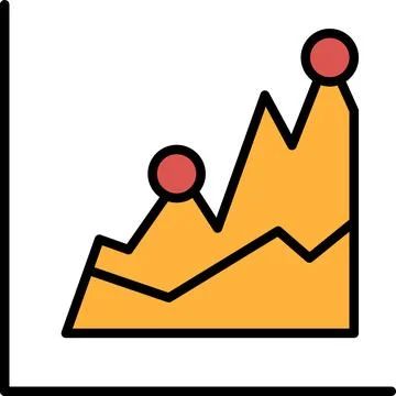 A graph with a circle in the middle and a mountain range in the background Stock Illustration