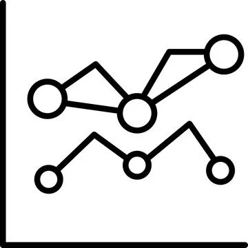 A graph with a circle in the middle and a mountain range in the background Stock Illustration