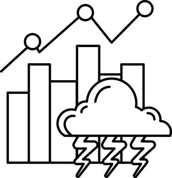 A graph with a cloud and a lightning bolt in the middle Stock Illustration