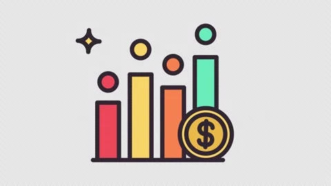 Graph Coin Animated Icon. Alpha Channel 4K Resolution Stock Footage 289703433