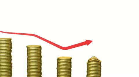 Graph with coins bars. Looped animation. Alpha mask. HD 1080. 스톡 동영상 12317229