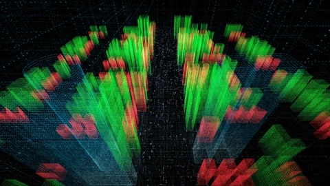 Graph of coloured voluminous figure growth in column shape Stock Footage 113154212