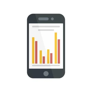 Graph column on smartphone screen icon, flat style Stock Illustration
